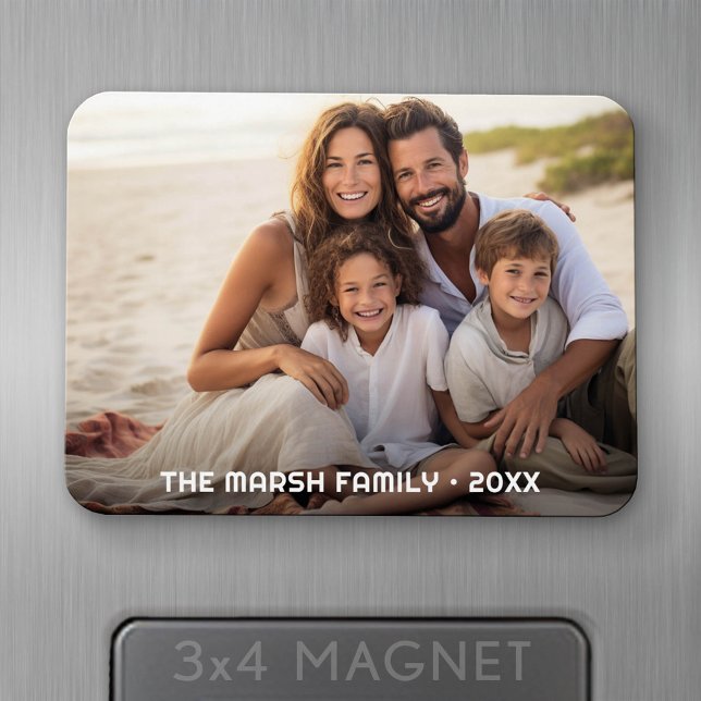 Íman Cobertura Total Simples de 1 Foto - Sobreposição d (Personalized fridge magnet - add photos and custom text)