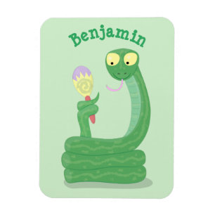 Íman Cobra verde engraçado com desenhos de maraca