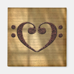 Íman Cobre Dual Bass Clef Heart Music Lover