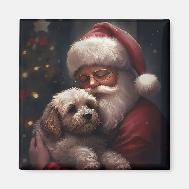 Íman Cockapoo com Papai Noel Natal Festivo (Frente)
