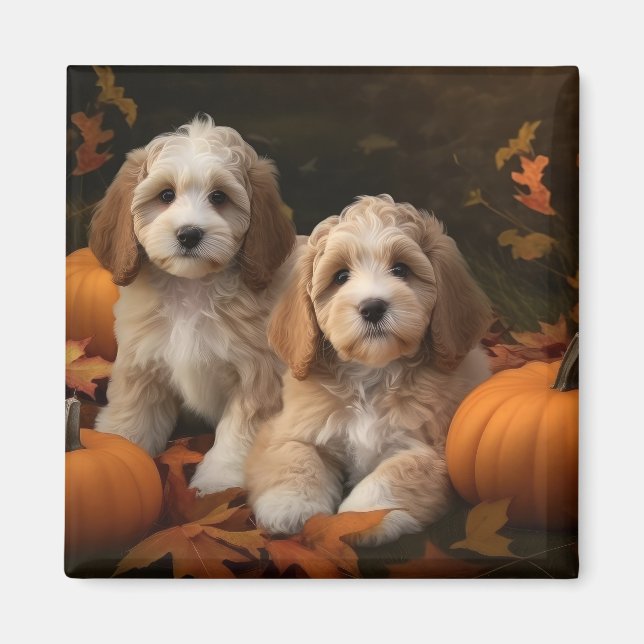 Íman Cockapoo Puppy Autumn Delight Pumpkin (Frente)