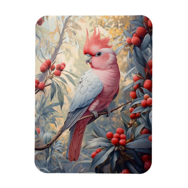Íman Cockatoo Galah Rosa Vibrante (Vertical)