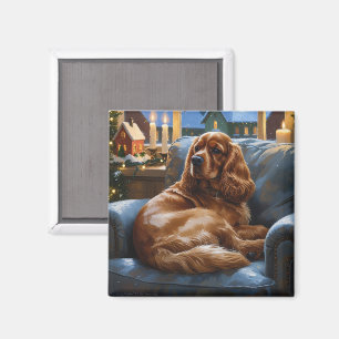 Íman Cocker Spaniel com Feriado das Luzes de Natal