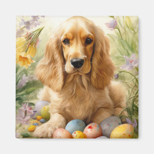 Íman Cocker Spaniel com Ovos de Páscoa Feriado