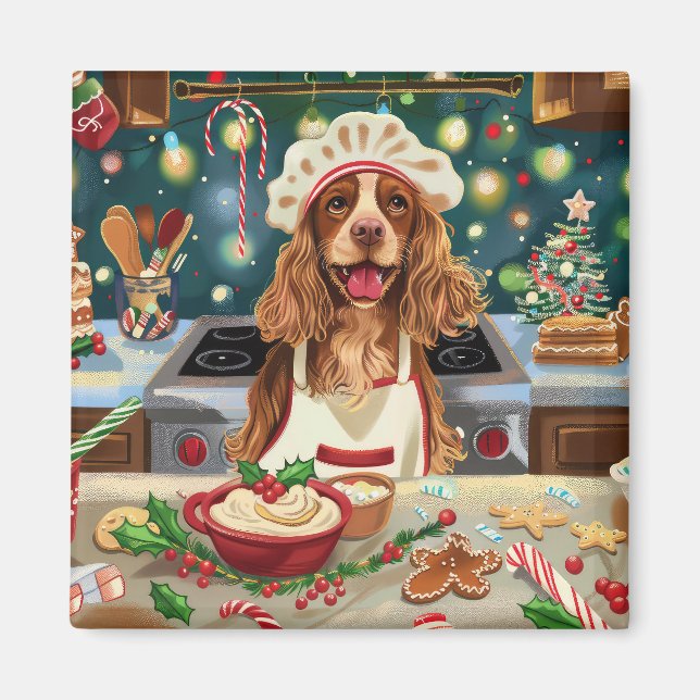 Íman Cocker Spaniel Confeitaria de Férias: Natal Festiv (Frente)