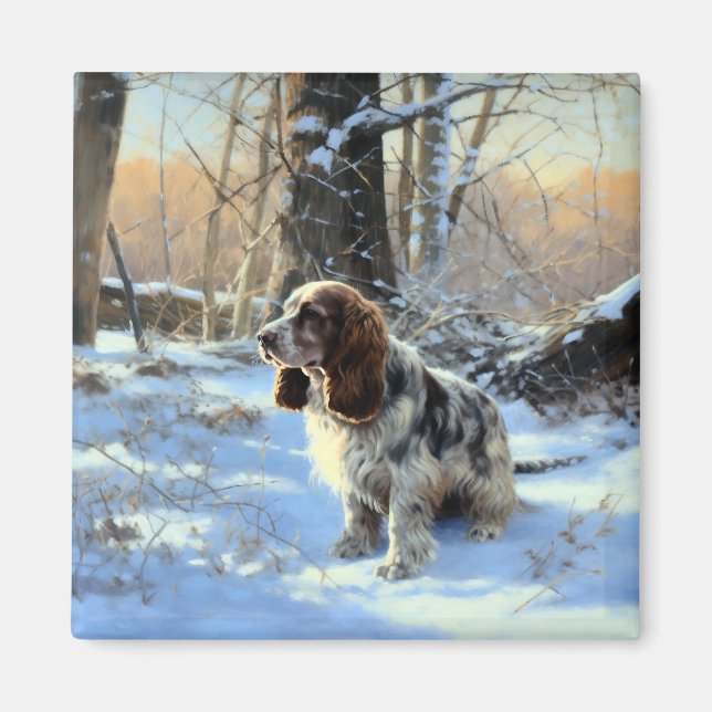 Íman Cocker Spaniel Deixe Nevar Natal (Frente)