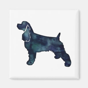 Íman Cocker Spaniel Dog Silhouter Black Watercolor