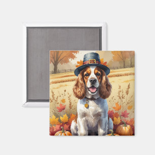 Íman Cocker Spaniel em Folhas de Outono Arte de Ação de