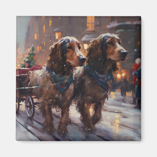 Íman Cocker Spaniel Inglês Temporada de Natal (Frente)