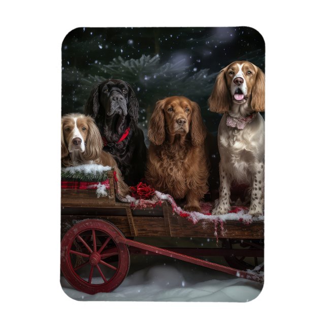 Íman Cocker Spaniel Trineve Trenó Natal Decoração   (Vertical)