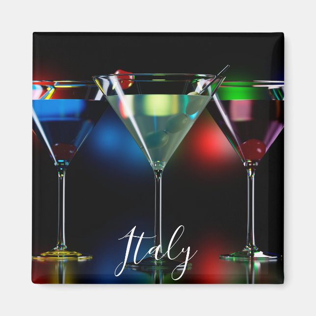 Íman Cocktails diferentes em óculos de martini com luze (Frente)