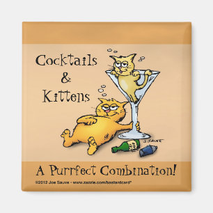 Íman Cocktails & Gatinhos Ímã Dourado Cartoon