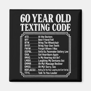 Íman Código de texto de 60 anos de idade no verso