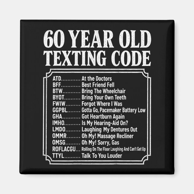 Íman Código de texto de 60 anos de idade no verso (Frente)