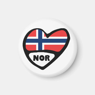 Íman Código do País da Noruega Flag Heart, NOR