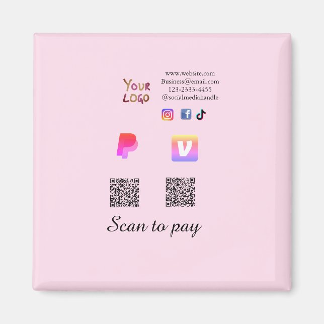 Íman código Q R PayPal venmo digitalizar pagar adiciona (Frente)