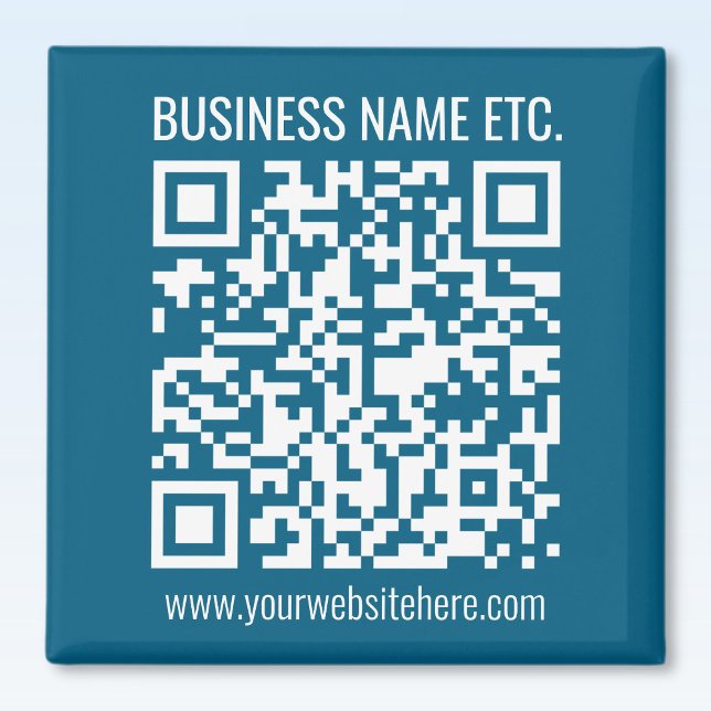 Íman Código QR azul do oceano editável  (Criador carregado)