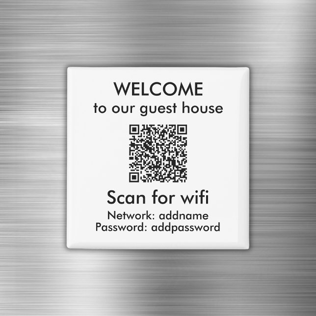 Íman Código QR Branco Moderno Informações de Wifi Airbn (Modern White QR Code Wifi Info Airbnb Rental Magnet
)