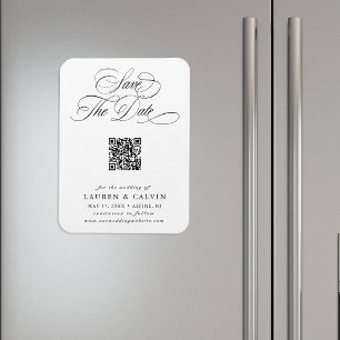 Íman Código QR de Caligrafia Romântica Casamento Save t