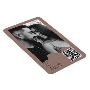 Íman Código QR de Foto de Casal Clay Blush Casamento