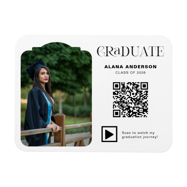 Íman Código QR de Foto de Formatura Moderna Minimal Arc (Horizontal)