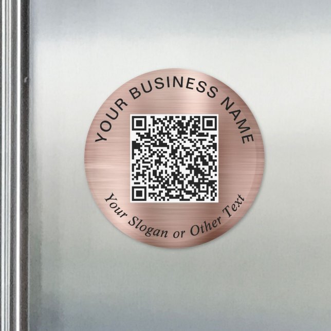 Íman Código QR de Negócios Rose Gold Promocional (Business QR Code Rose Gold Promotional Magnet)