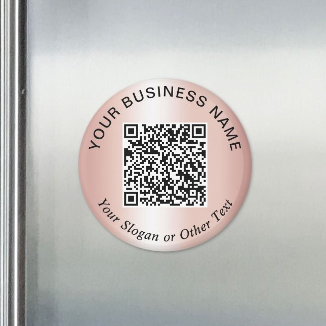 Íman Código QR de Negócios Rose Gold Promocional (Business QR Code Rose Gold Promotional Magnet)