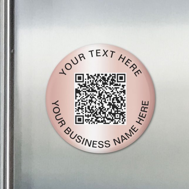 Íman Código QR de Promoção Empresarial em Rose Gold (Rose Gold QR Code Business Promo Magnet)