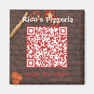 Íman Código QR do Menu Pizzeria Personalizado