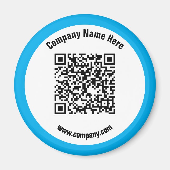 Íman Código QR do nome comercial do Promocional azul (Frente)