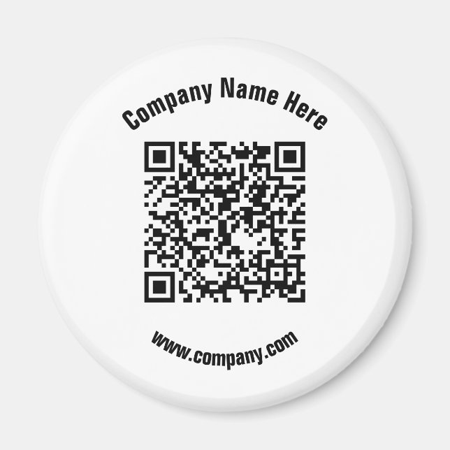 Íman Código QR do nome comercial do Promocional branco  (Frente)