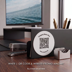Íman Código QR do nome comercial do Promocional branco