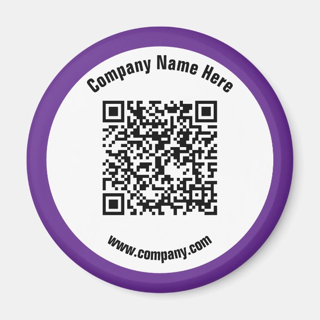 Íman Código QR do Nome Comercial do Promocional Roxo (Frente)
