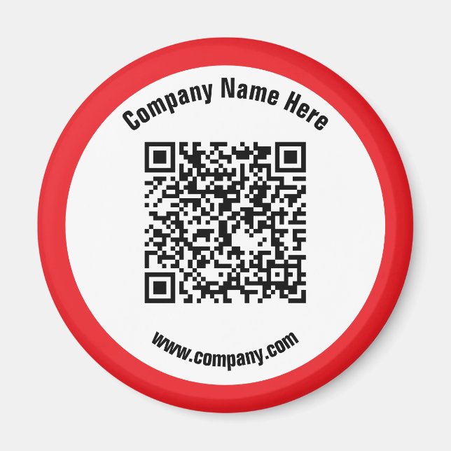 Íman Código QR do nome comercial do Promocional vermelh (Frente)