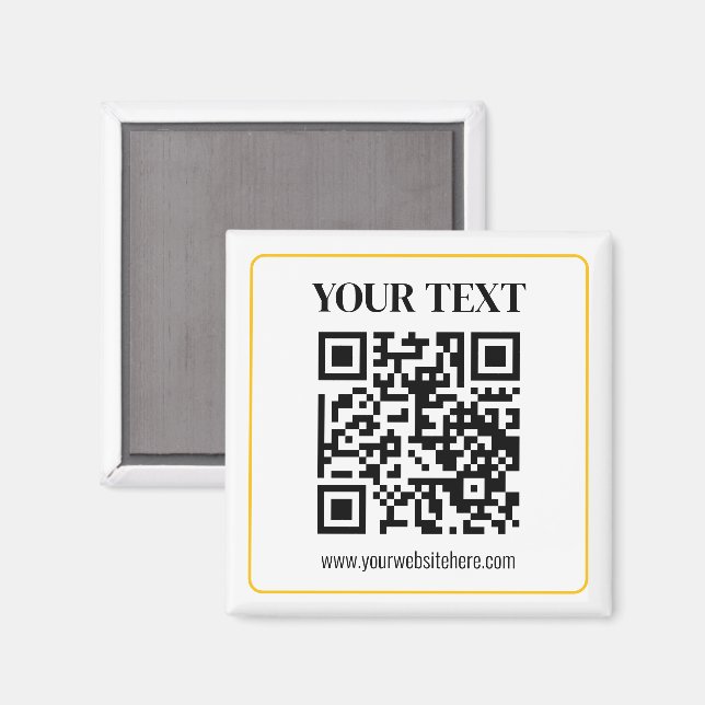 Íman Código QR e texto editáveis com borda de ouro amar (Front/Back)