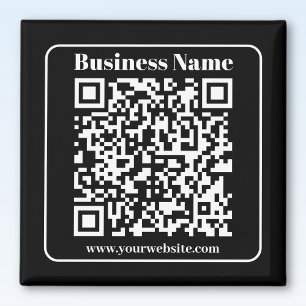 Íman Código QR editável Preto e Branco Estilo Retro Mod