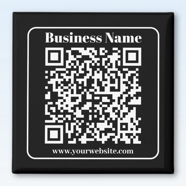 Íman Código QR editável Preto e Branco Estilo Retro Mod (Criador carregado)