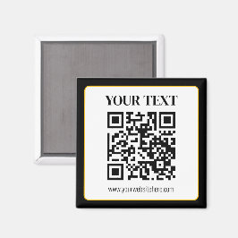 Íman Código QR empresarial com texto superior e inferio