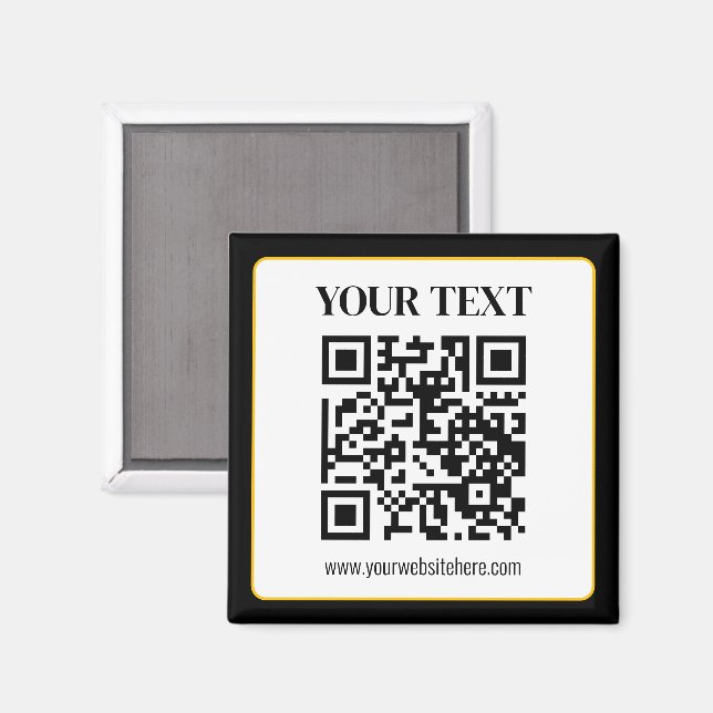 Íman Código QR empresarial com texto superior e inferio (Front/Back)
