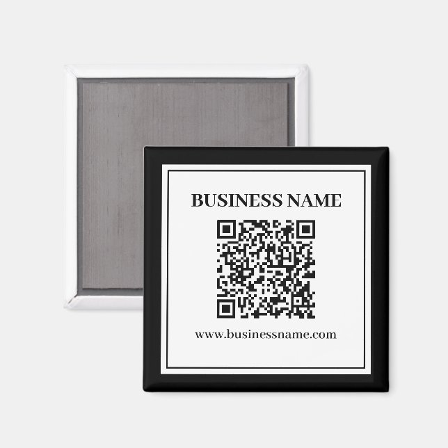 Íman Código QR empresarial | Preto e Branco (Front/Back)