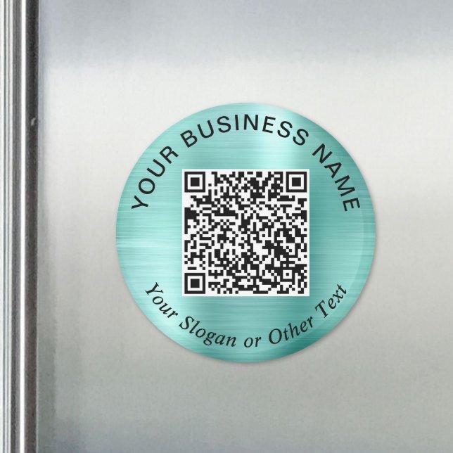 Íman Código QR Empresarial Promocional Verde-Mint Teal (Business QR Code Promotional Teal Mint Green Magnet)