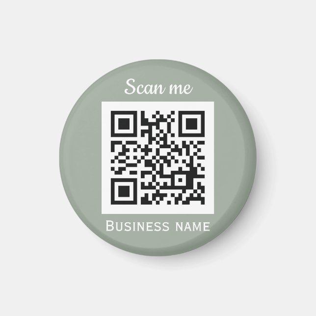 Íman Código QR Logotipo comercial Verde Sage (Frente)