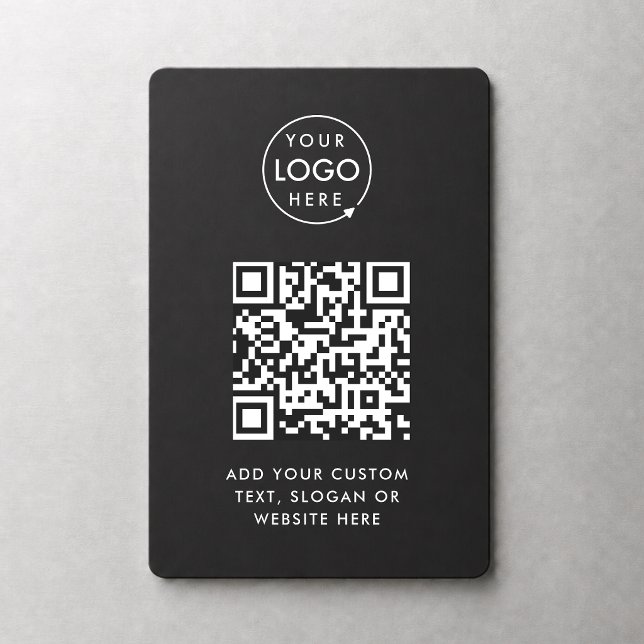 Íman Código QR | Logotipo de Negócios Preto Profissiona (Criador carregado)