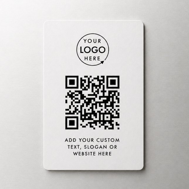 Íman Código QR | Logotipo Empresarial Branco Simples Pr (Criador carregado)