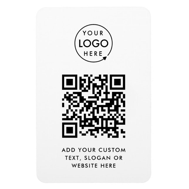 Íman Código QR | Logotipo profissional Branco simples (Vertical)
