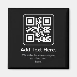 Íman Código QR Modern Escaneável | Preto Branco & Cinza