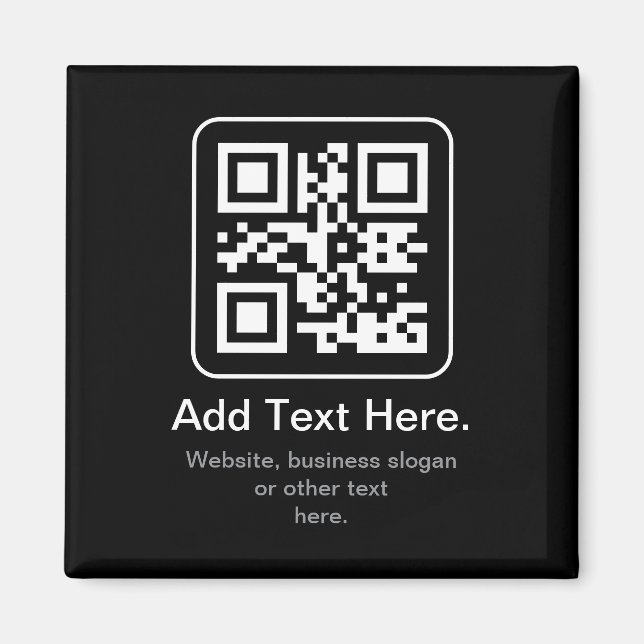 Íman Código QR Modern Escaneável | Preto Branco & Cinza (Frente)