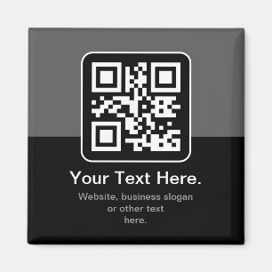 Íman Código QR Modern Escaneável Preto, Cinza e Branc