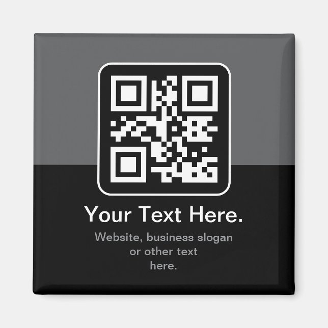 Íman Código QR Modern Escaneável | Preto, Cinza e Branc (Frente)