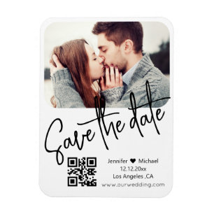 Íman código qr moderno casamento branco foto salvar a d